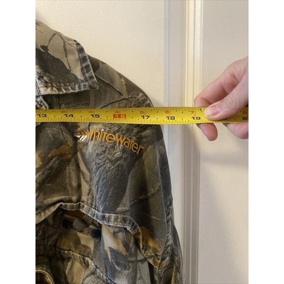 Vtg Whitewater Shirt RealTree Camo Hunting Outdoor Camp Cotton Jacket Men's XL - Picture 10 of 11